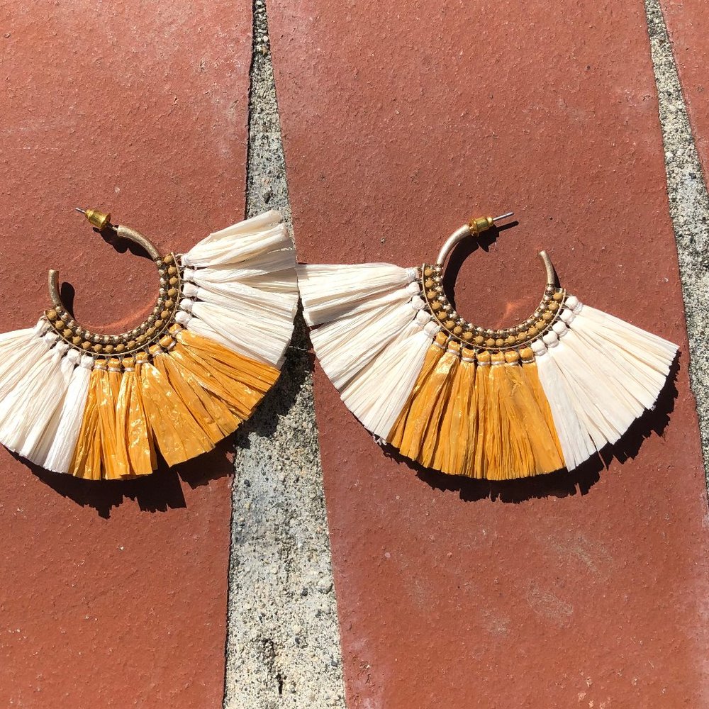 Statement Raffia fan Earrings